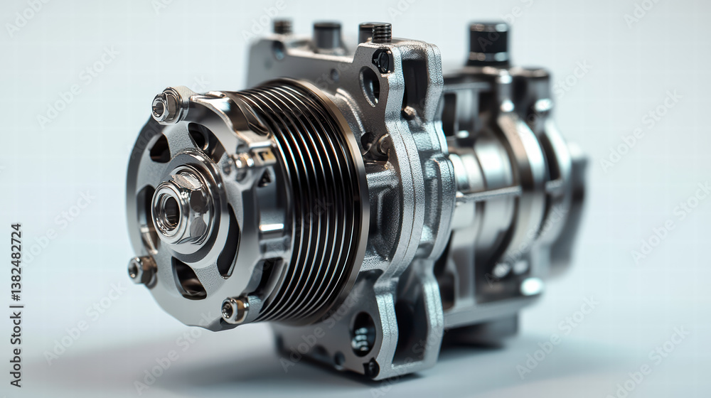 Precision Engineering: A close-up showcases a meticulously crafted piece of machinery, highlighting its intricate details and gleaming metallic finish. Precision Engineering: A close-up showcases a meticulously crafted piece of machinery, highlighting its intricate details and gleaming metallic finish.