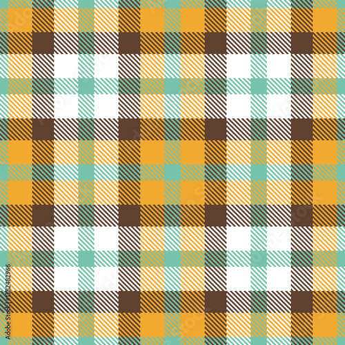 Dusty pale teal and Rustic butterscotch Seamless Tartan Fabric Design