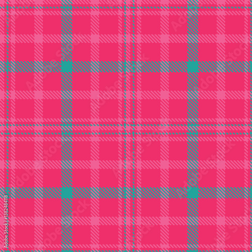Iridescent red pink Seamless Tartan with Soft medium pink accents Fabric Design