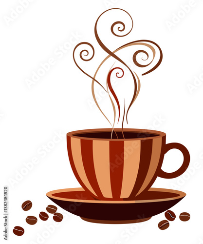 Espresso coffee cup stylized vector illustration in retro style isolated on white background