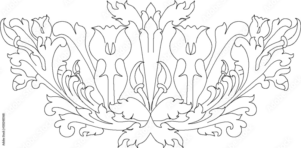 Fototapeta premium sketch vector illustration design drawing engineering architecture detail ornament natural floral classic vintage