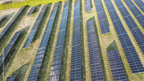 Aerial shot of solar energy system