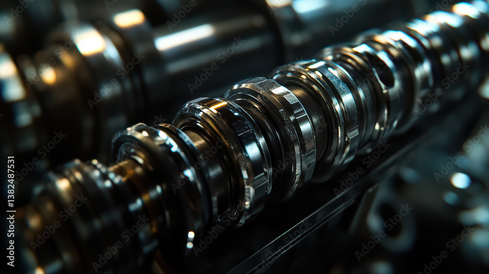 Precision in Motion: A macro perspective of intricate mechanical parts, gears and metal components. The scene shows the harmony between design and machinery. Precision in Motion: A macro perspective of intricate mechanical parts, gears and metal components. The scene shows the harmony between design and machinery.