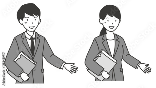 人物_ファイルを持つ男女