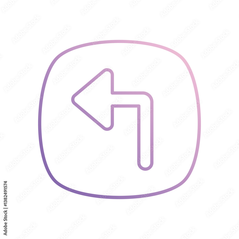 Turn Left icon isolated on a white background. Vector illustration.