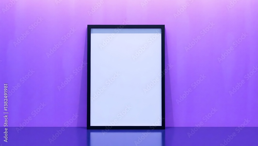 Minimal blank white poster display sign board or empty photo frame mockup, advertising billboard on purple background Minimal blank white poster display sign board or empty photo frame mockup, advertising billboard on purple background