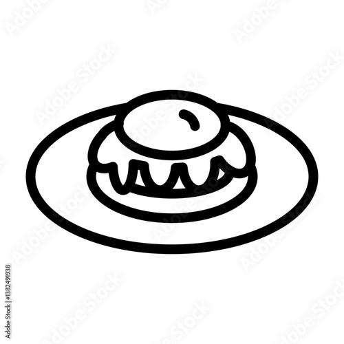 Eggs Benedict Vector Line Icon Design