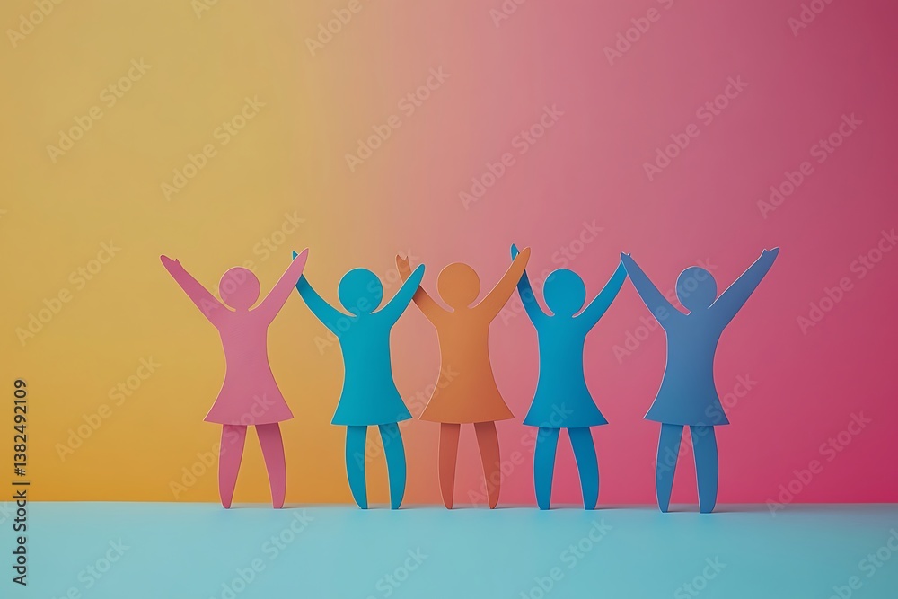 Diverse Girl Cutouts Celebrating Togetherness Diverse Girl Cutouts Celebrating Togetherness
