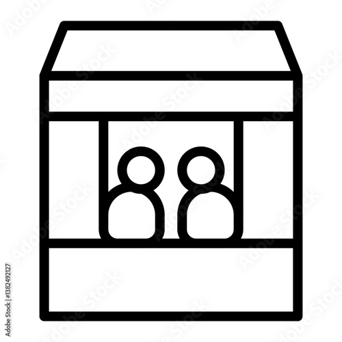 Classic Booth Table Vector Line Icon Design