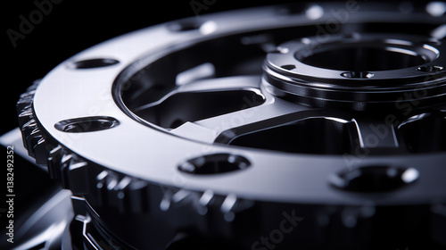 Wallpaper Mural Precision Gear: Close-up of a meticulously crafted gear, showcasing intricate details and a sophisticated design. The metallic surface reflects light, highlighting its precision engineering. Torontodigital.ca