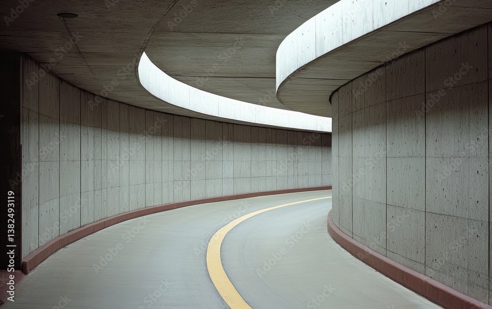 Fototapeta premium Curving Roadway in Concrete Parking Garage