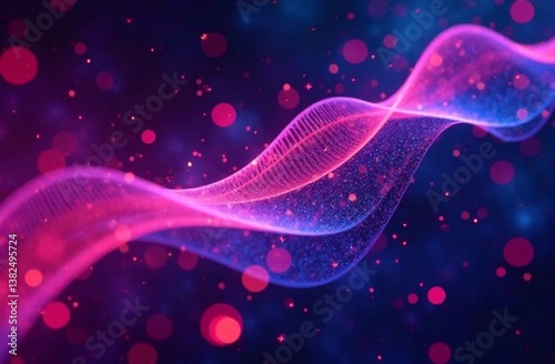 Vibrant wave of colors flows gracefully, creating an ethereal atmosphere in a digital art piece