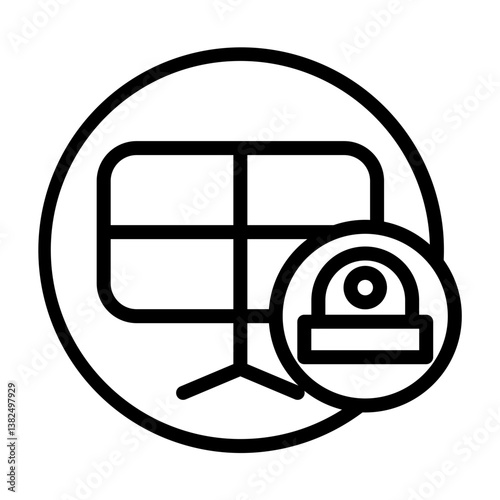 CCTV Monitoring Vector Line Icon Design
