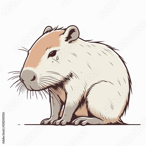 Capybara's Sadness: An illustration of a capybara, with a tear falling, capturing an emotional moment.