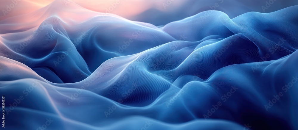 Obraz premium Abstract Blue Waves: A Serene Digital Landscape