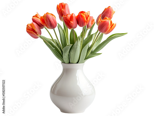 Wallpaper Mural A ceramic vase with fresh tulips isolated on transparent background Torontodigital.ca