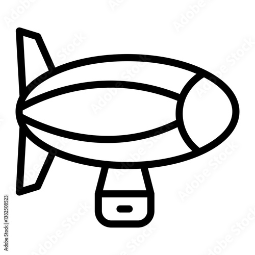 Vintage Airship Vector Line Icon Design