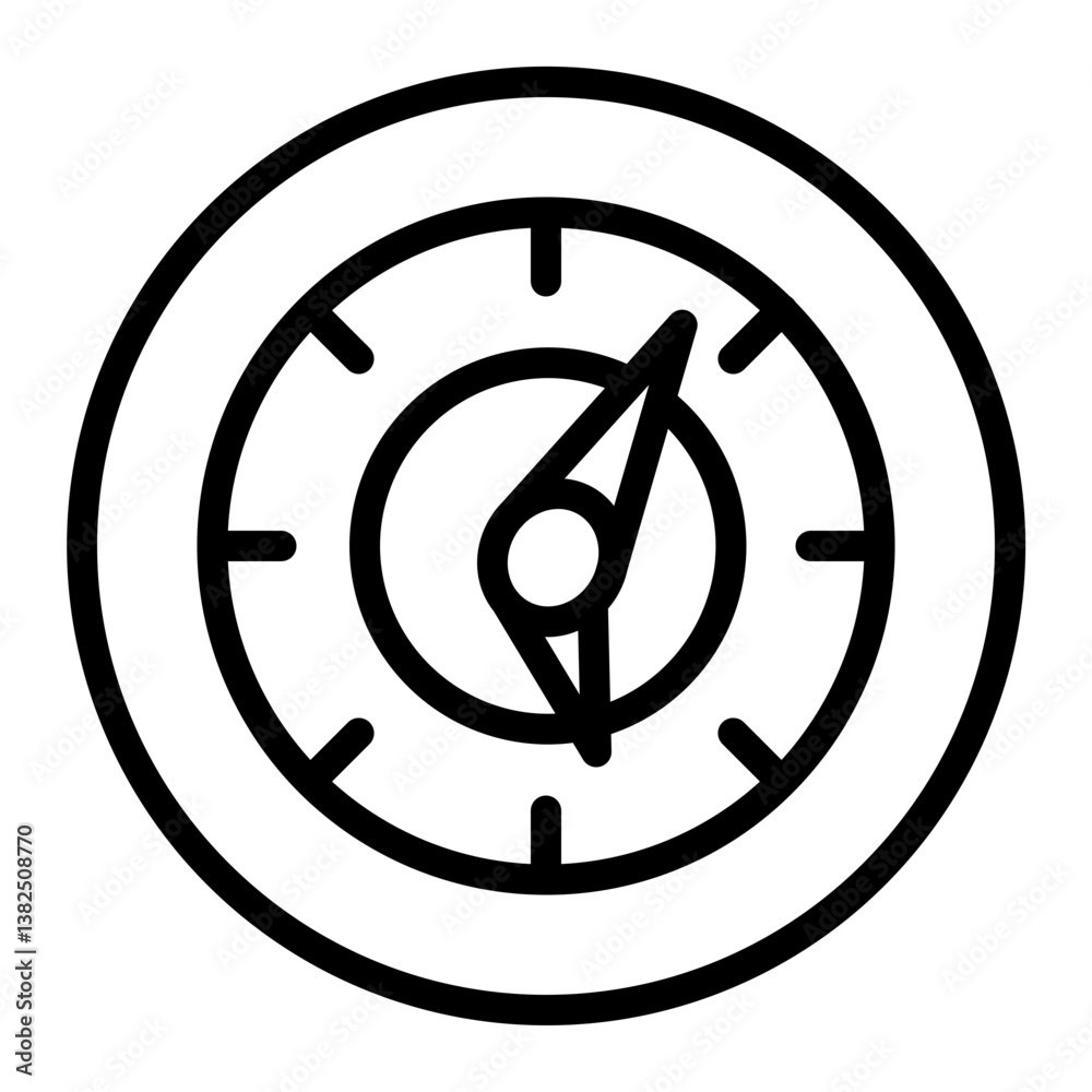 Gothic Clock Face Vector Line Icon Design Gothic Clock Face Vector Line Icon Design