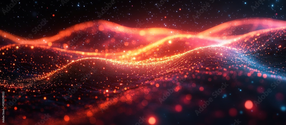 Fototapeta premium Abstract Cosmic Landscape: Glowing Nebula and Celestial Dust