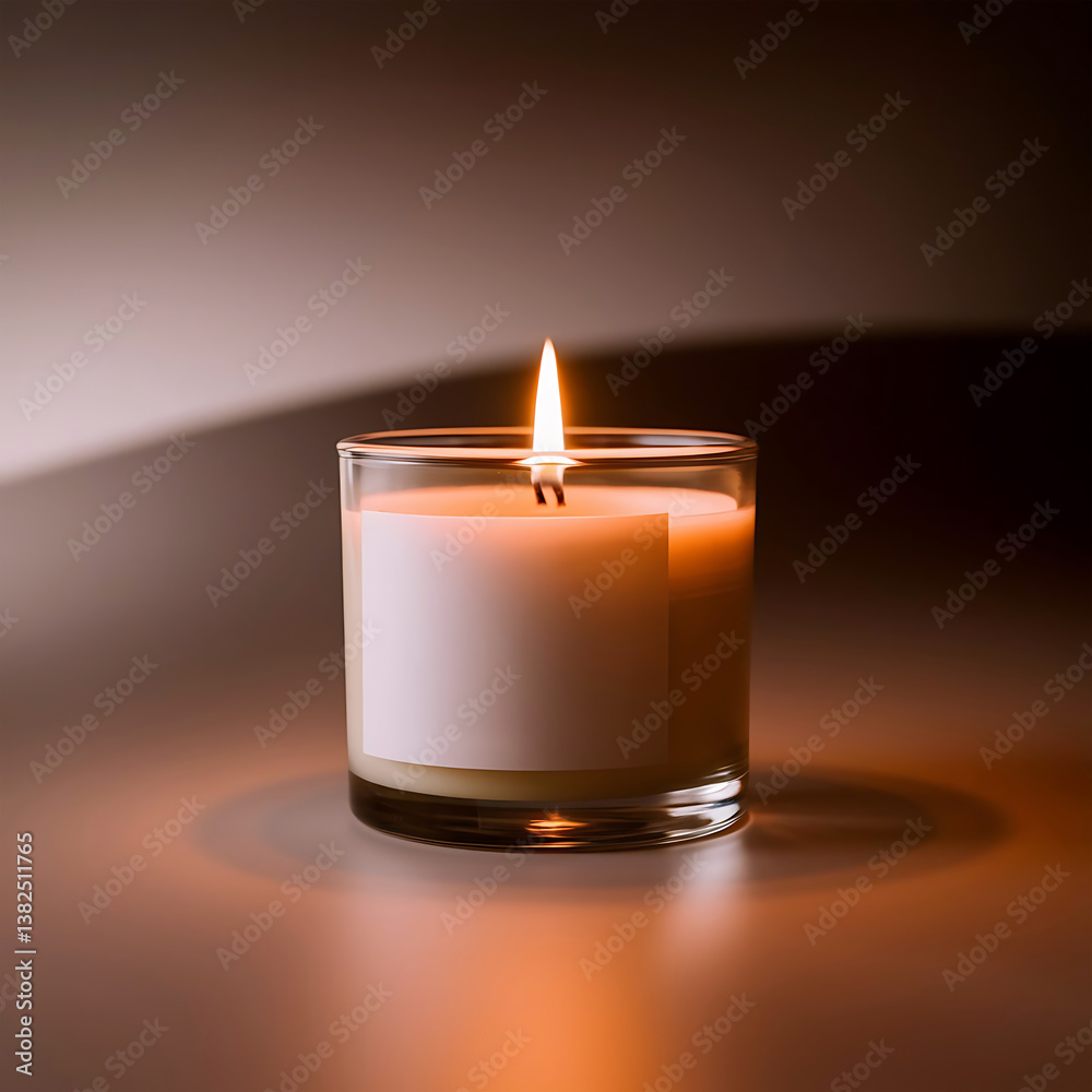 Candle with white blank label mockup background Candle with white blank label mockup background