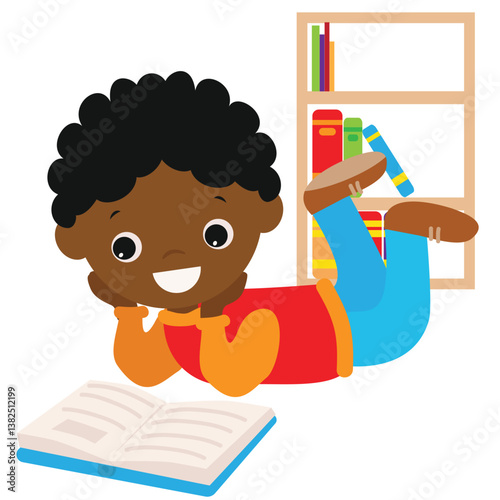 Cute little boy with a book