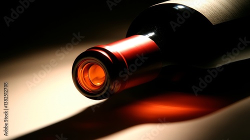 Elegant Wine Bottle Under Scrutiny: A Captivating Still Life
