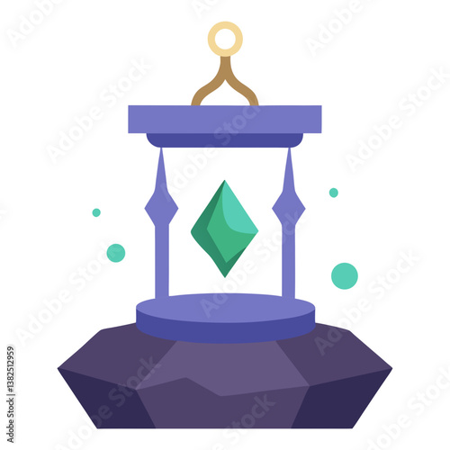 A magical amulet floating over an ancient stone altar