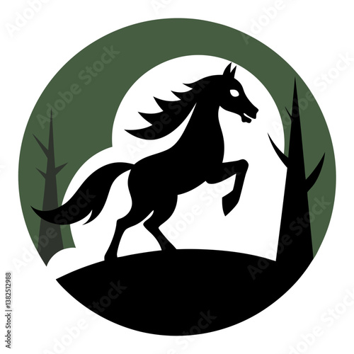 A headless horseman galloping through the forest