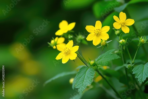 Lapsana communis L. Flora: Beautiful Yellow Flower Blossom in Green Garden