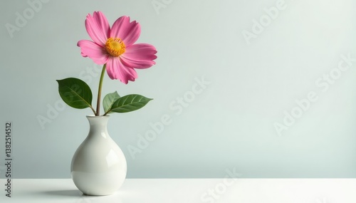 Wallpaper Mural A single, long-stemmed flower in a vase on white surface, nature, flower, floral Torontodigital.ca