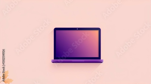 A modern flat laptop, digital workspace, on a soft pastel background