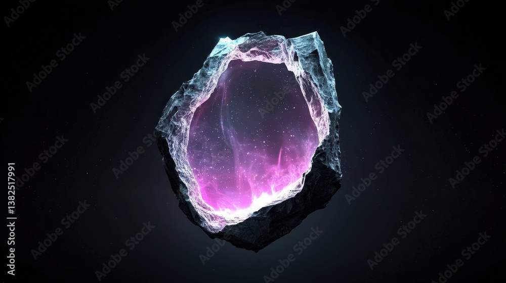 Galactic aurora weapon glowing inside obsidian shell, shadow turned into light storm