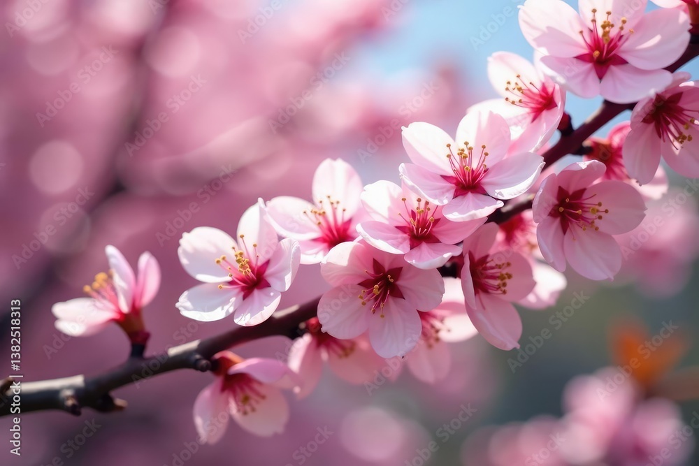Delicate pink cherry blossoms, intricate branch details, wallpaper, background Delicate pink cherry blossoms, intricate branch details, wallpaper, background