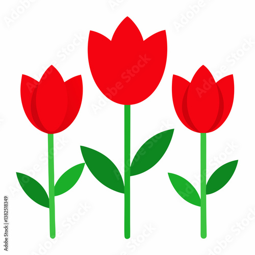 red tulips on white background
