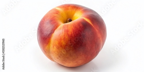 Vibrant Peach: A single, ripe peach, boasting a stunning gradient of reds, oranges, and yellows, lies ready to be enjoyed