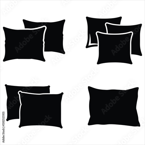  Set of Silhouettes of Pillow