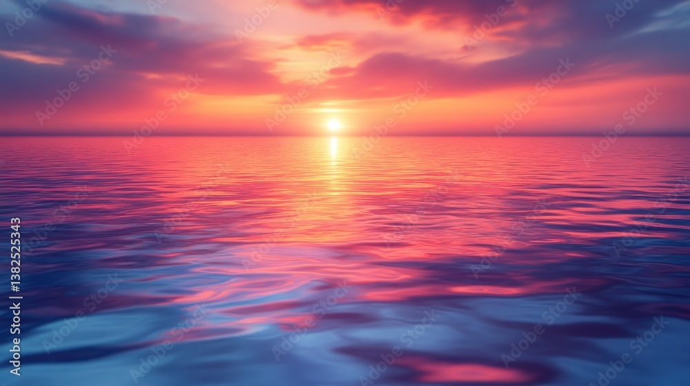 Fototapeta premium Vibrant sunset reflecting on calm ocean water