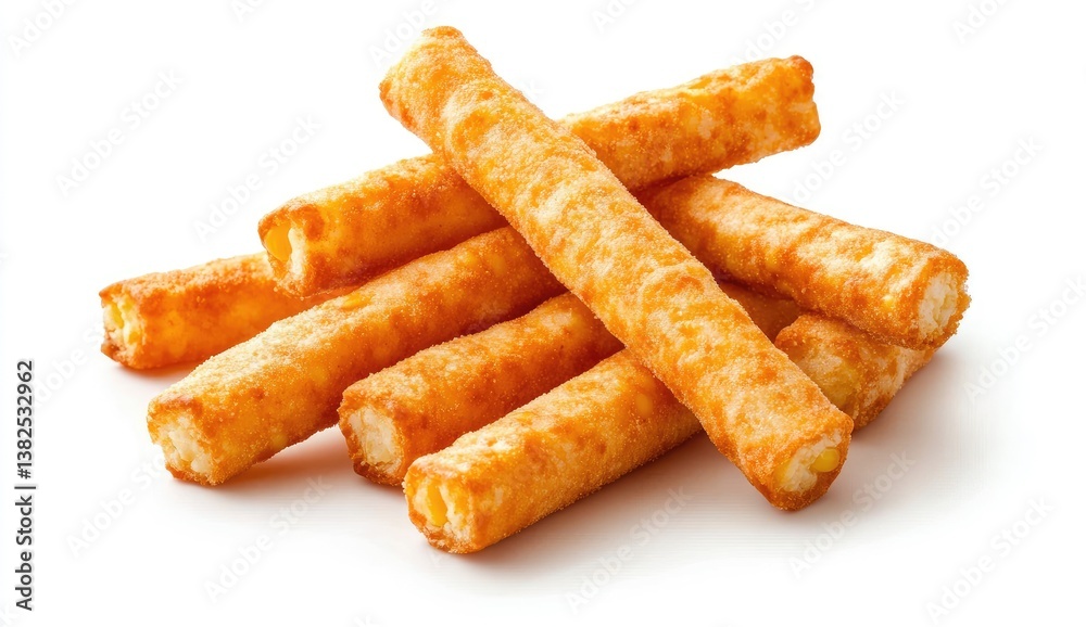 Stack of crispy, golden-brown cheese-flavored sticks Stack of crispy, golden-brown cheese-flavored sticks