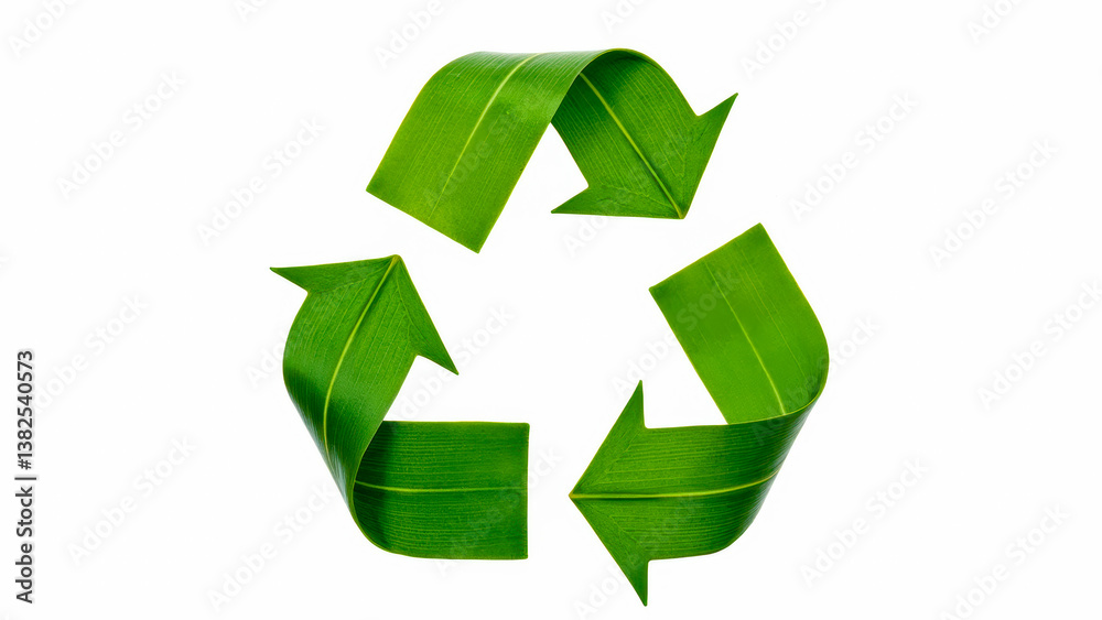 Fototapeta premium Green Leaves Forming Recycle Symbol Representing Sustainability and Environmental Awareness in Nature Conservation