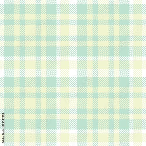 Vintage pale aqua Seamless Tartan with Deep eggshell accents Fabric Design