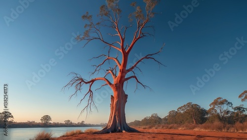 Red Gum trees are significant species that thrive along riverbanks. They depend on consistent flood cycles for their survival, especially during the unprecedented drought of recent years.