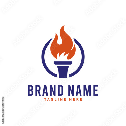 torch design logo in circle shape
