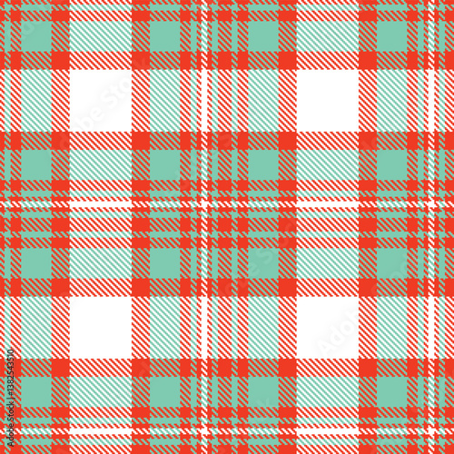 Elegant Seamless Tartan featuring Mellow red orange and Rustic light aquamarine Fabric Design