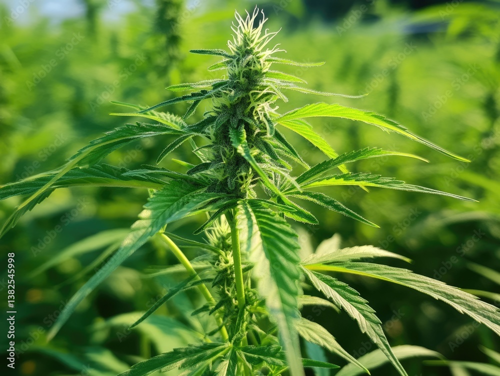 Fototapeta premium Marijuana Plant Outdoors: Medical Cannabis Agriculture and Harvesting