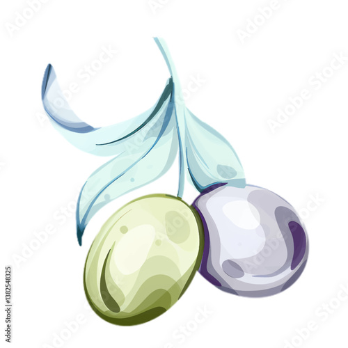 Exploring the vibrant world of olives and olive oil through watercolor illustrations inspired by nature bounty