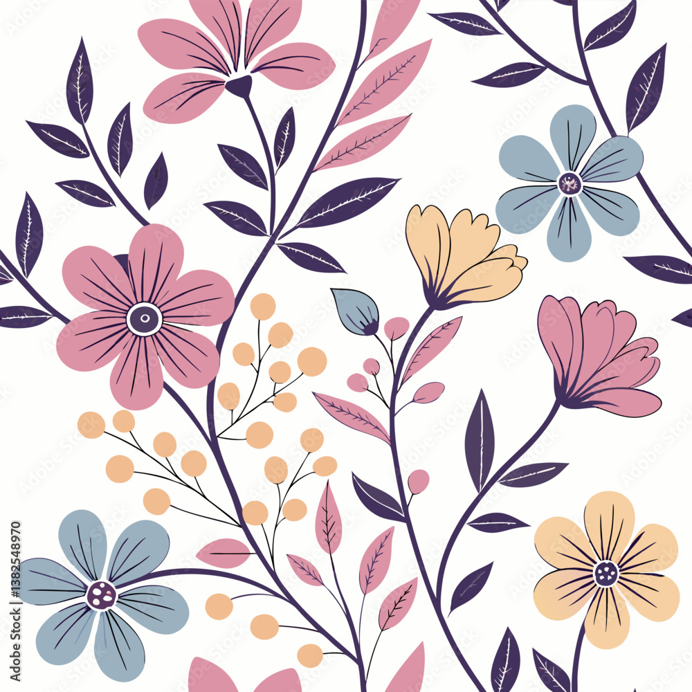 custom made wallpaper toronto digitalSeamless perfect pattern with small flower motifs in various shades