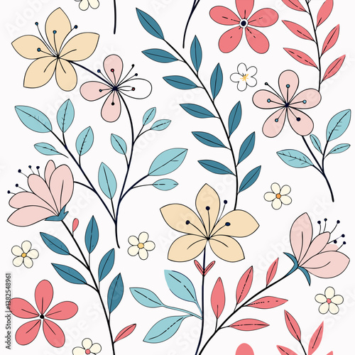 Seamless perfect pattern with small flower motifs in various shades