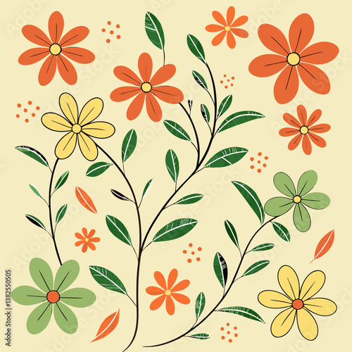 Seamless perfect pattern with small flower motifs in various shades
