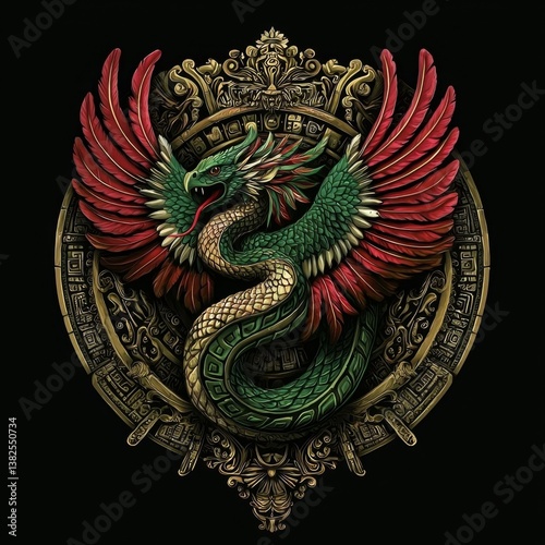 Wallpaper Mural A Vibrant Representation of Quetzalcoatl, the Serpent Deity Torontodigital.ca