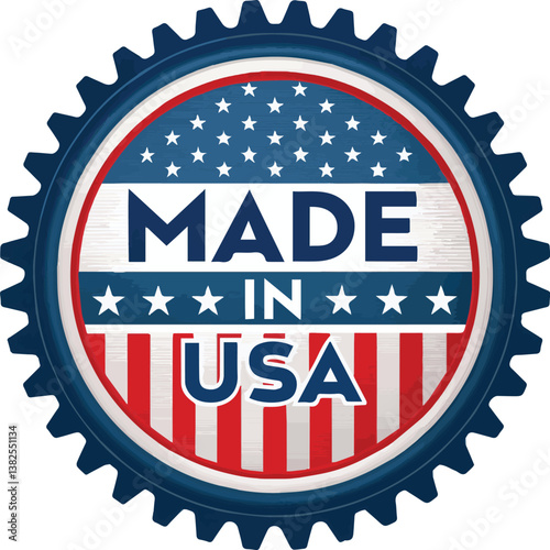 Adobe Illustrator Made in usa american flag patriotic symbol badge gear icon united states america quality product labelArtwork